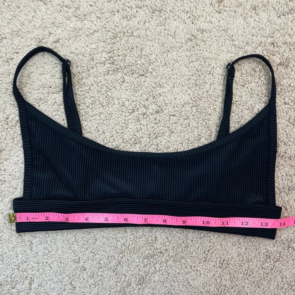 Frankies Bikinis Gavin Ribbed Scoop Bikini Swim *TOP in Black Size Large